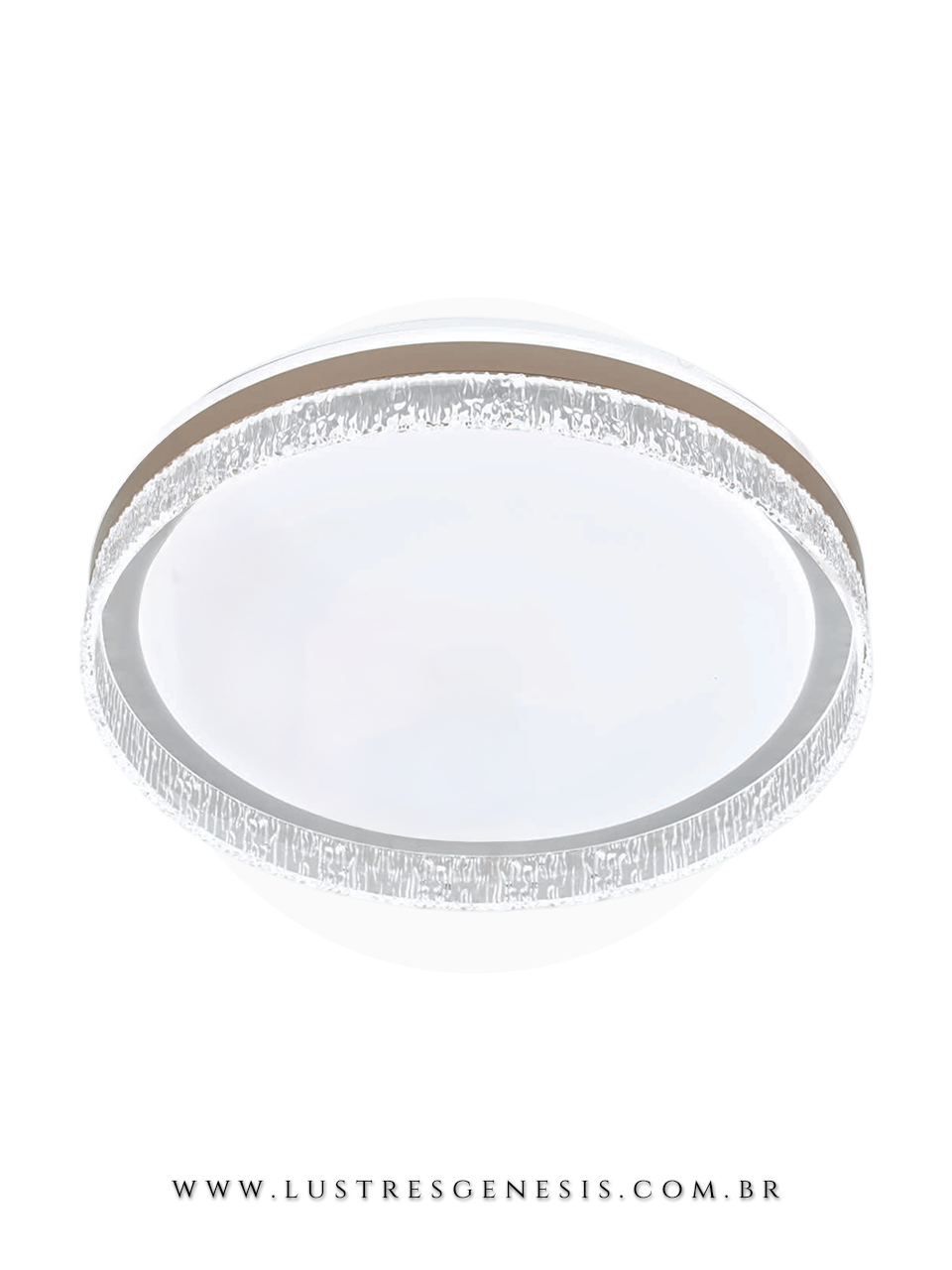 Plafon LED 40cm Dourado e Acr&iacute;lico Cristal 28+28W Bivolt